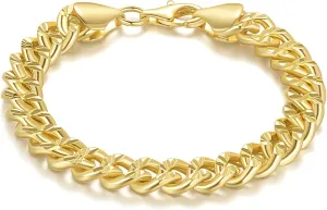 Gold Bracelets for Women Cuban Link Bracelets for Men & Women Sturdy 14K Gold Chain Bracelet Stack Mens Bracelet Jewelry 6.5-9 Inches
