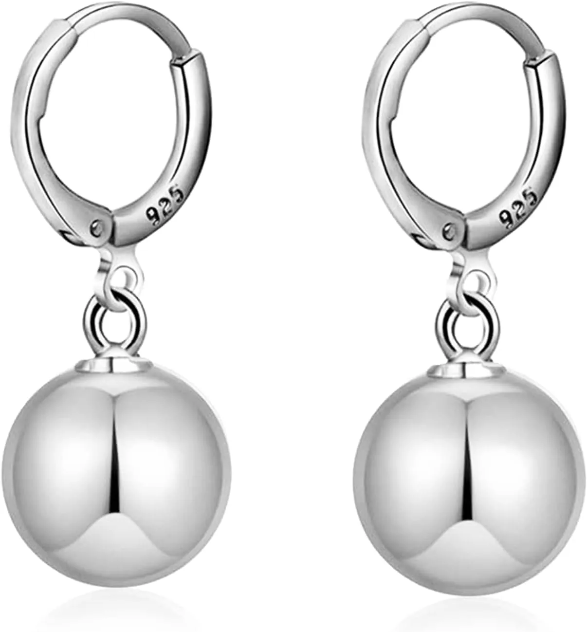 Gold Dangle Earrings for Women Sterling Silver Ball Drop Earrings Hypoallergenic Round Hoop Leverback Lightweight Fashion Jewelry