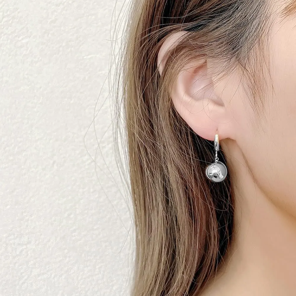 Gold Dangle Earrings for Women Sterling Silver Ball Drop Earrings Hypoallergenic Round Hoop Leverback Lightweight Fashion Jewelry