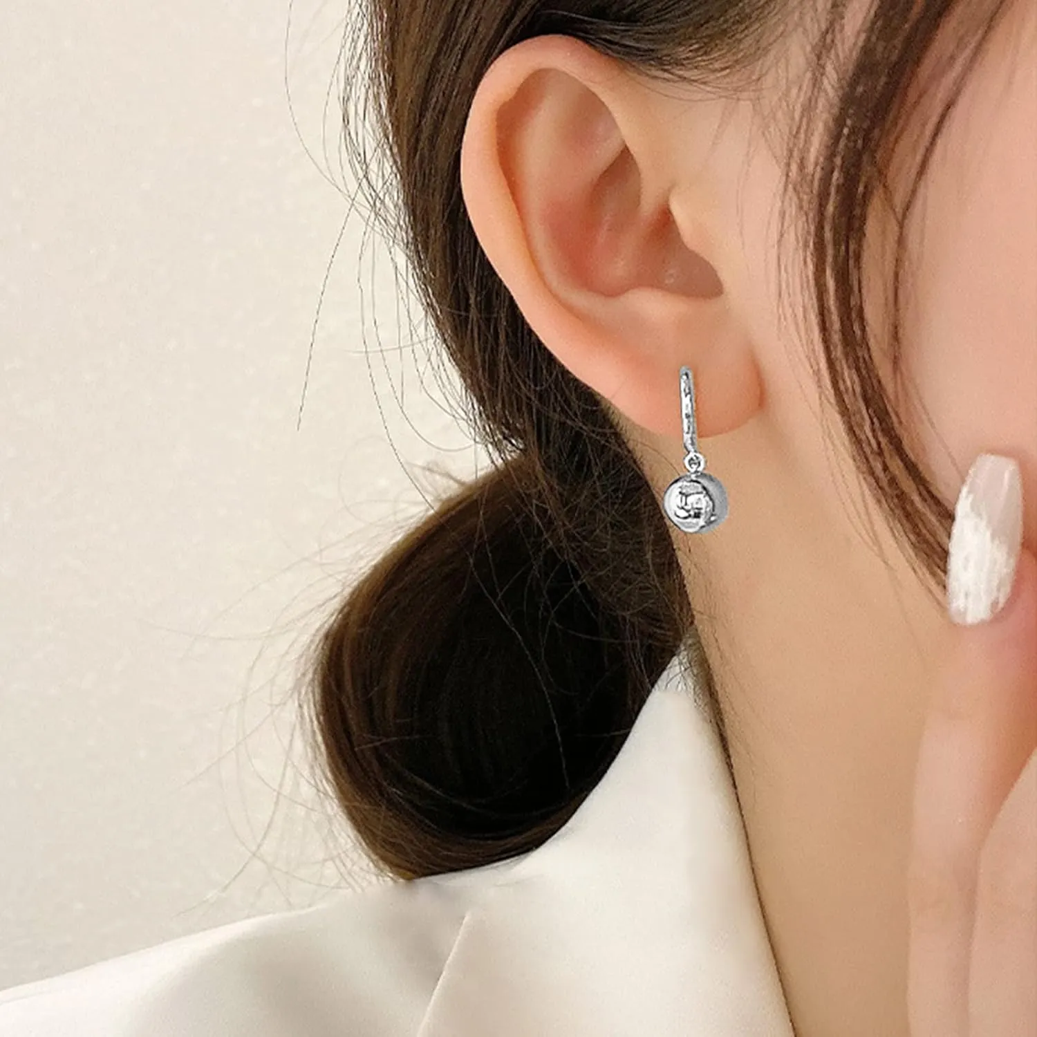 Gold Dangle Earrings for Women Sterling Silver Ball Drop Earrings Hypoallergenic Round Hoop Leverback Lightweight Fashion Jewelry