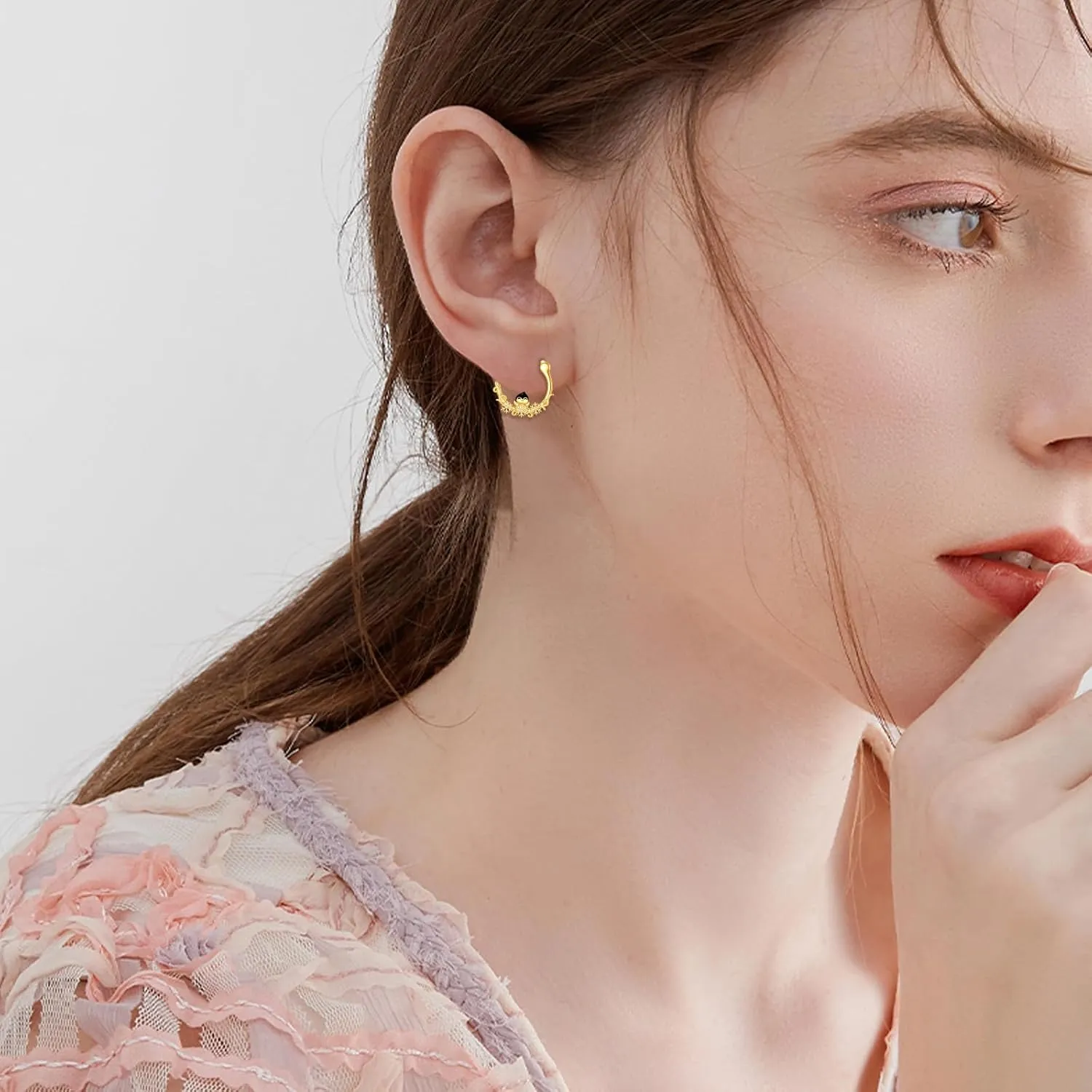 Gold Hoop Earrings 14K Gold Small Animal Hoop Earrings Fine Gold Mini Earrings Hoops Jewelry Gifts for Women Girls