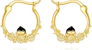 Gold Hoop Earrings 14K Gold Small Animal Hoop Earrings Fine Gold Mini Earrings Hoops Jewelry Gifts for Women Girls