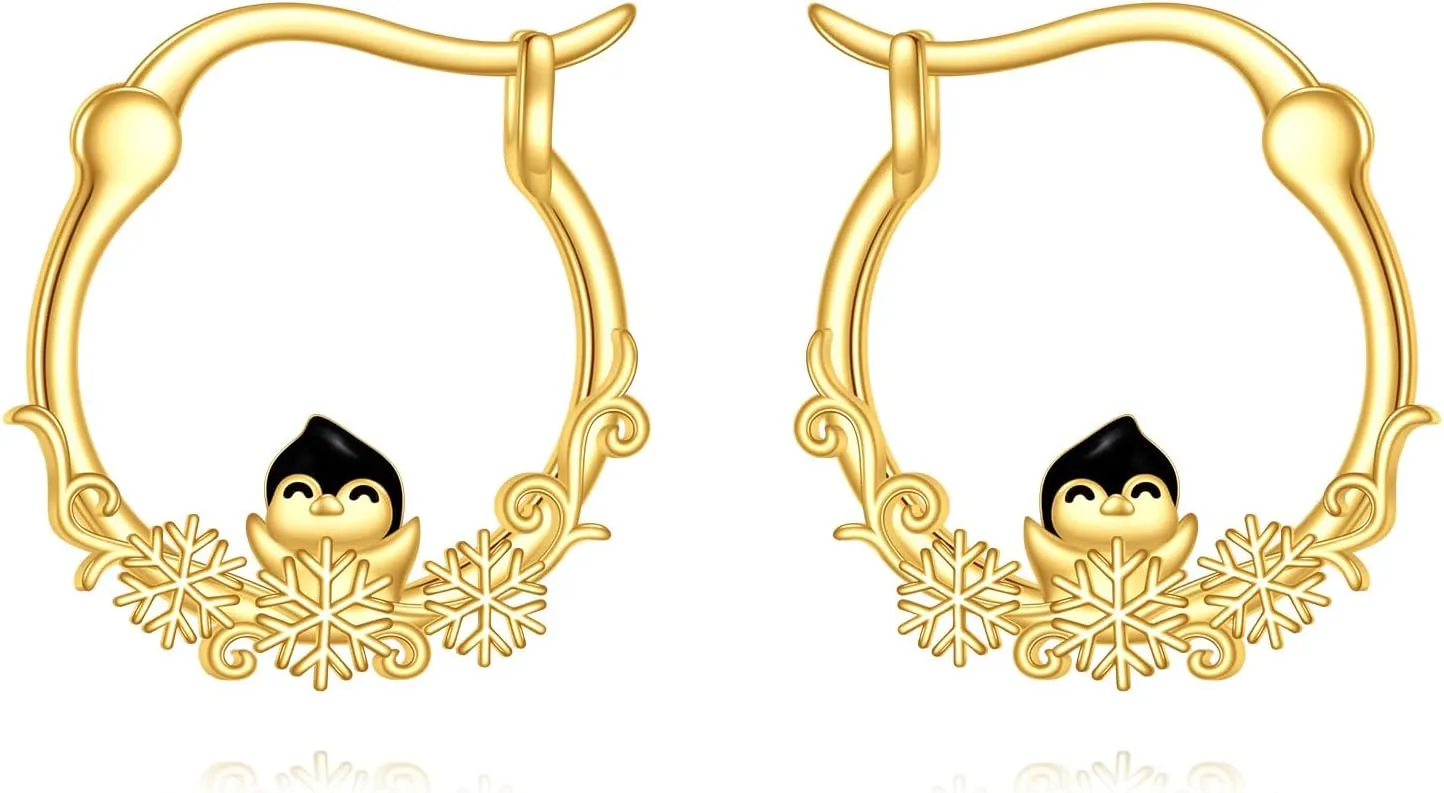 Gold Hoop Earrings 14K Gold Small Animal Hoop Earrings Fine Gold Mini Earrings Hoops Jewelry Gifts for Women Girls