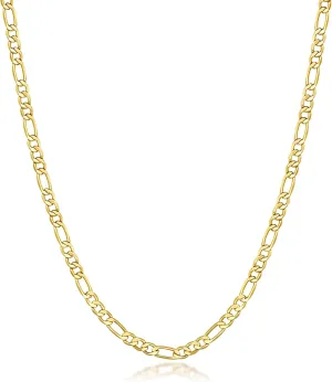 Gold Necklace For Women 3.2mm Wide Figora Chain 14K Gold Necklace Beauty In Simplicity Jewelry For Women Neutral Design Necklaces For Mens Necklaces Chain 16-30