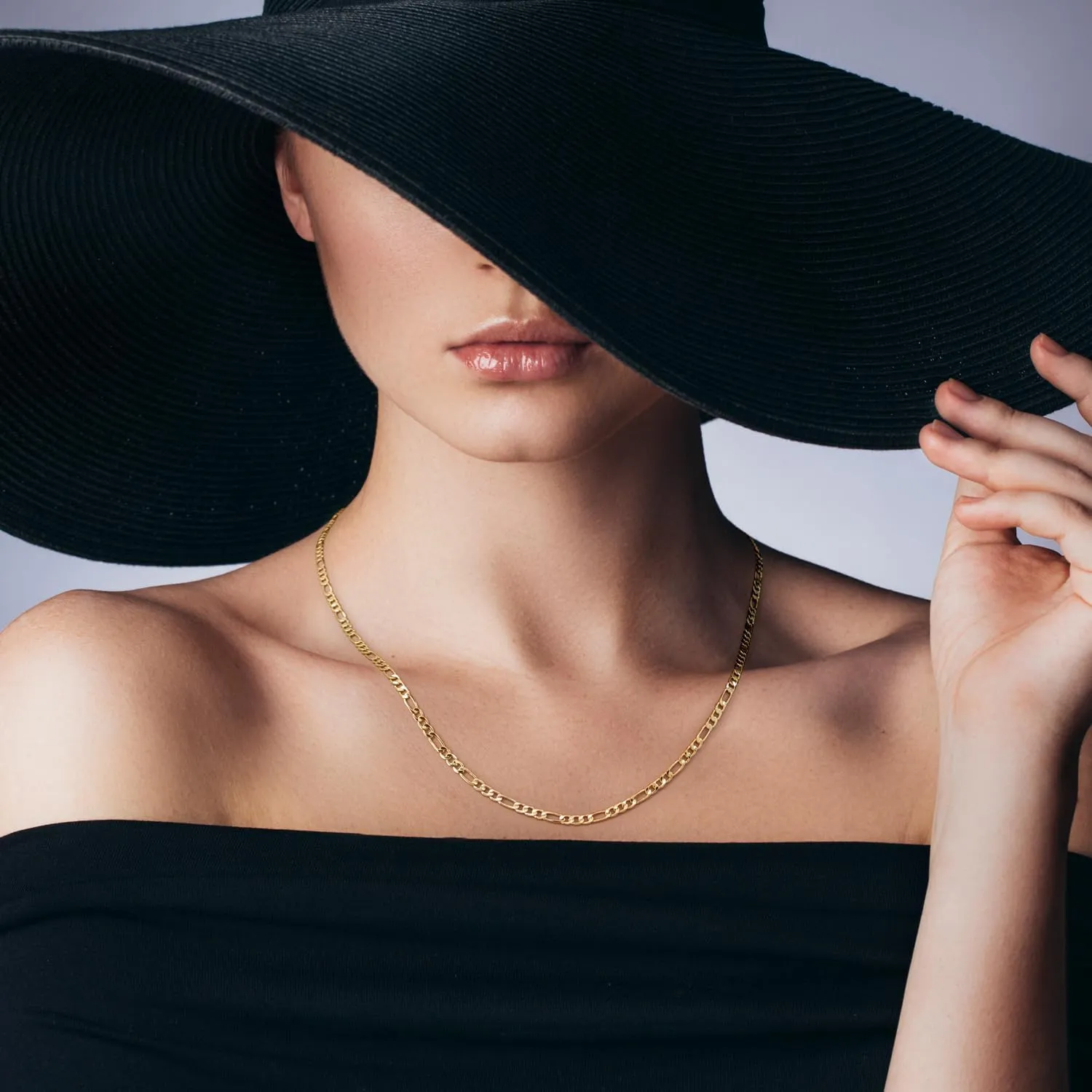 Gold Necklace For Women 3.2mm Wide Figora Chain 14K Gold Necklace Beauty In Simplicity Jewelry For Women Neutral Design Necklaces For Mens Necklaces Chain 16-30