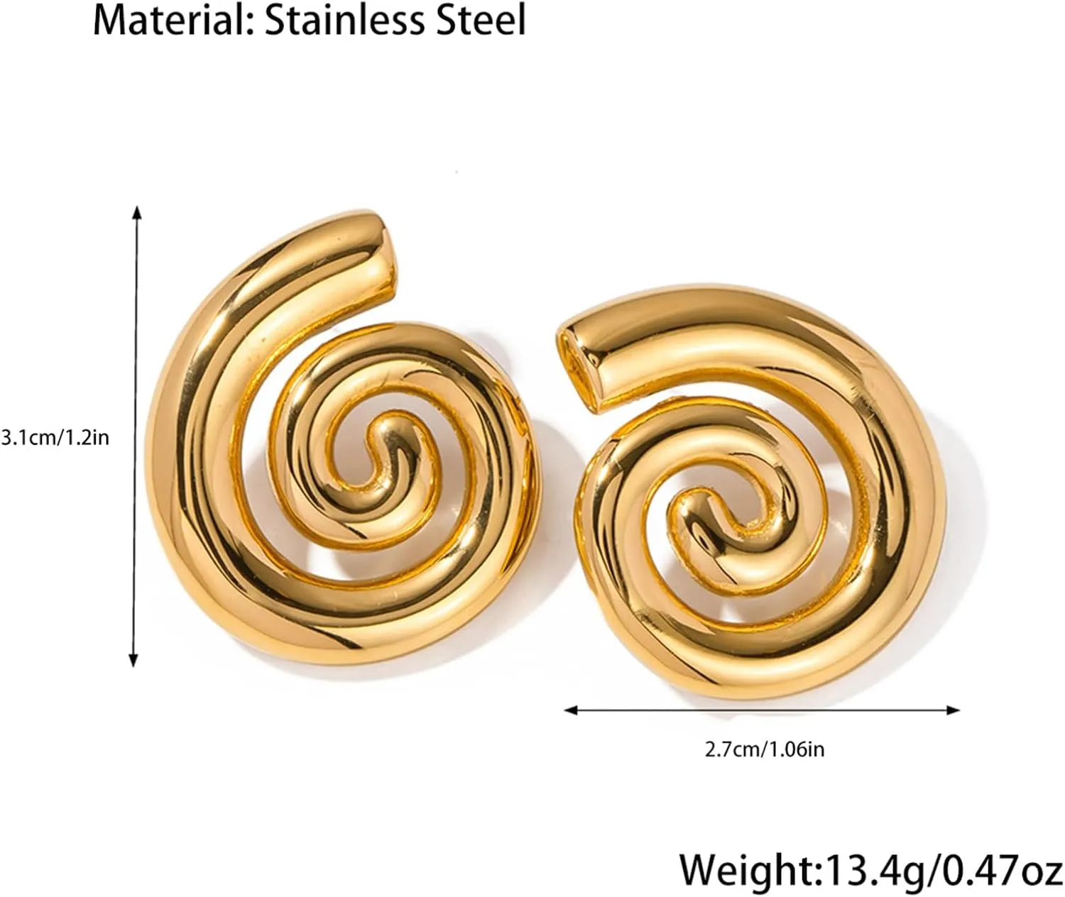 Gold Shell Earrings for Women Dainty Stud Earrings Seashell Drop Dangle Earrings Trendy Jewelry for Women Spiral Earrings Hypoallergenic