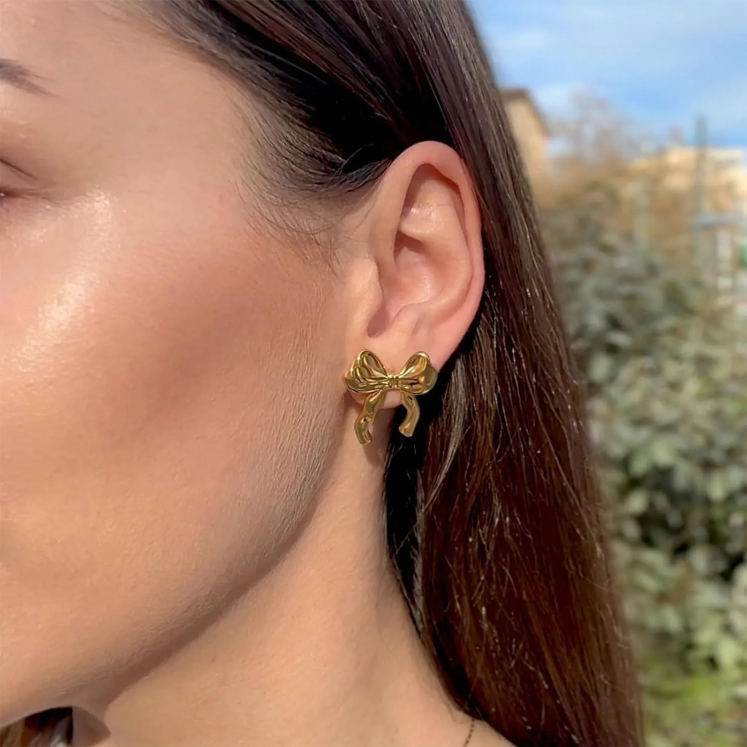 Gold Silver Bow Earrings for Women Trendy Bow Stud Earrings Classic RibbonEarrings Cute Bowknot Earrings Jewelry for Women