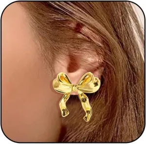 Gold Silver Bow Earrings for Women Trendy Bow Stud Earrings Classic RibbonEarrings Cute Bowknot Earrings Jewelry for Women