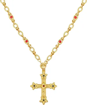 Gold Small Cross Necklaces for Women Trendy Non Tarnish Pendant Jewlery Chain Religious Gifts for women men (N12-2)