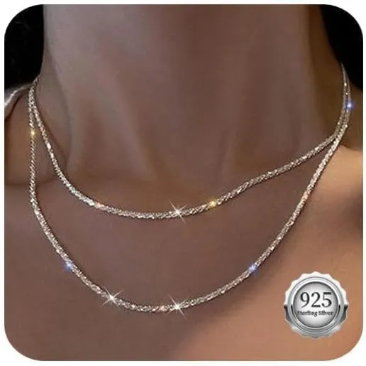 Gold/Silver Necklace for Women,Layered Gold Plated Chain Necklace Set Non Tarnish,Gold Layering Stacked Simple Everyday Waterproof Necklaces Jewelry