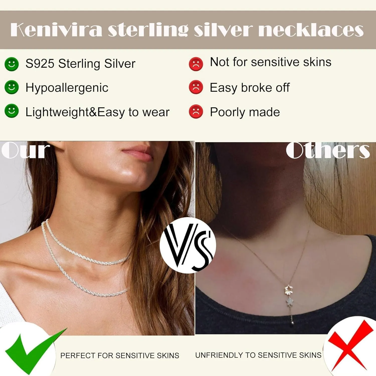 Gold/Silver Necklace for Women,Layered Gold Plated Chain Necklace Set Non Tarnish,Gold Layering Stacked Simple Everyday Waterproof Necklaces Jewelry