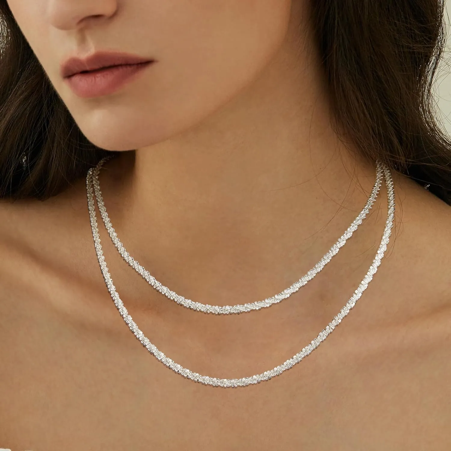 Gold/Silver Necklace for Women,Layered Gold Plated Chain Necklace Set Non Tarnish,Gold Layering Stacked Simple Everyday Waterproof Necklaces Jewelry