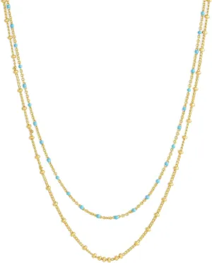 gorjana - Capri Layer Necklace - 18K Gold-Plated Brass - Vibrant Enamel Accents - Secure Spring Closure - Versatile Layered Design - Everyday Elegance