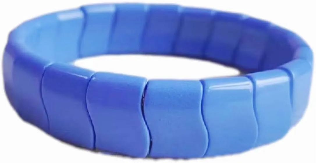 Handmade Beaded Bracelets for Men and Women, Blue Tourmaline 15mm Beads, High Elastic 17.5-21cm Size, unisex stretch Beaded Bracelets