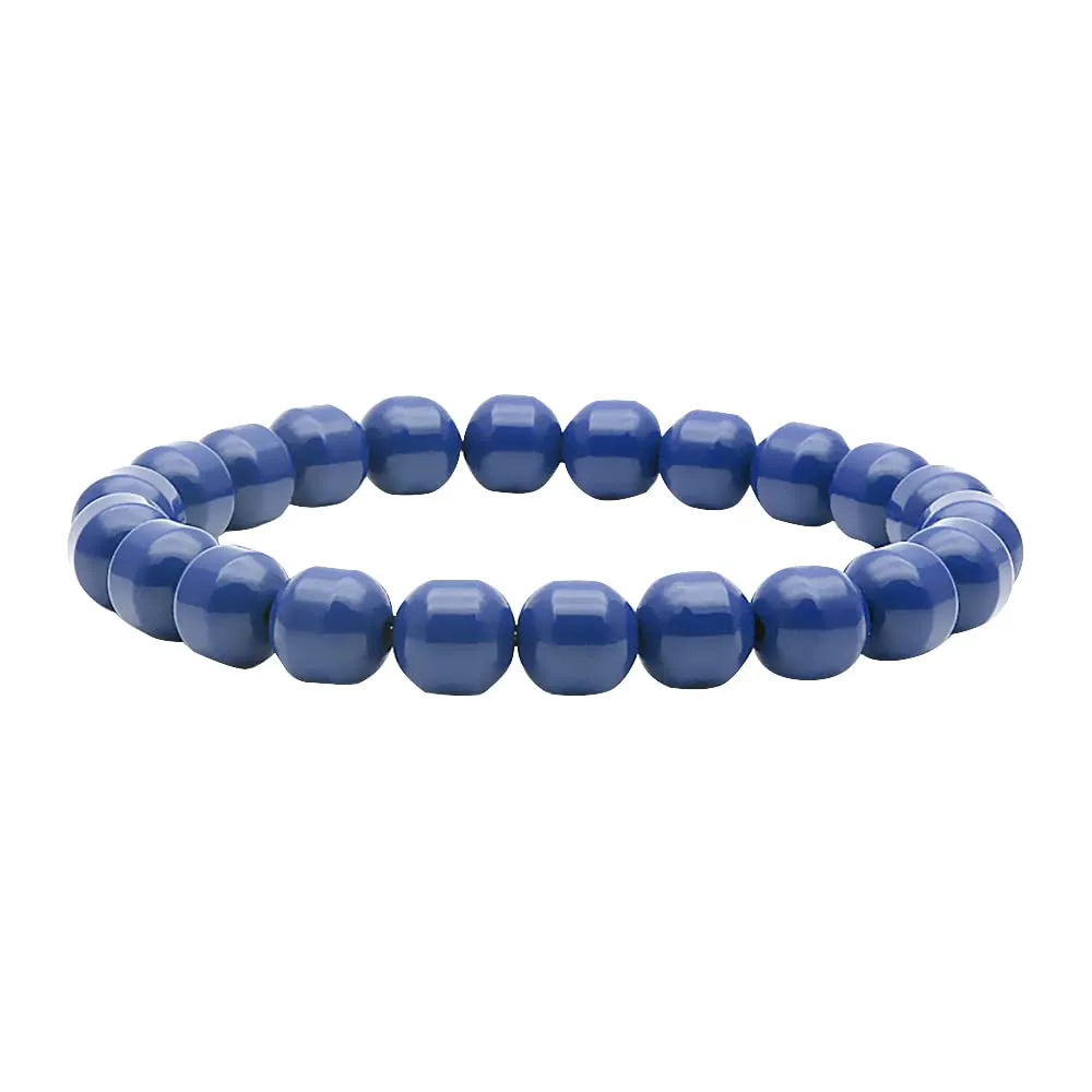 Handmade Beaded Bracelets for Women and Men, Blue Tourmaline 8mm Beads, High Elastic 16.5-18cm Size, Protection HealingWomen Beaded Bracelets