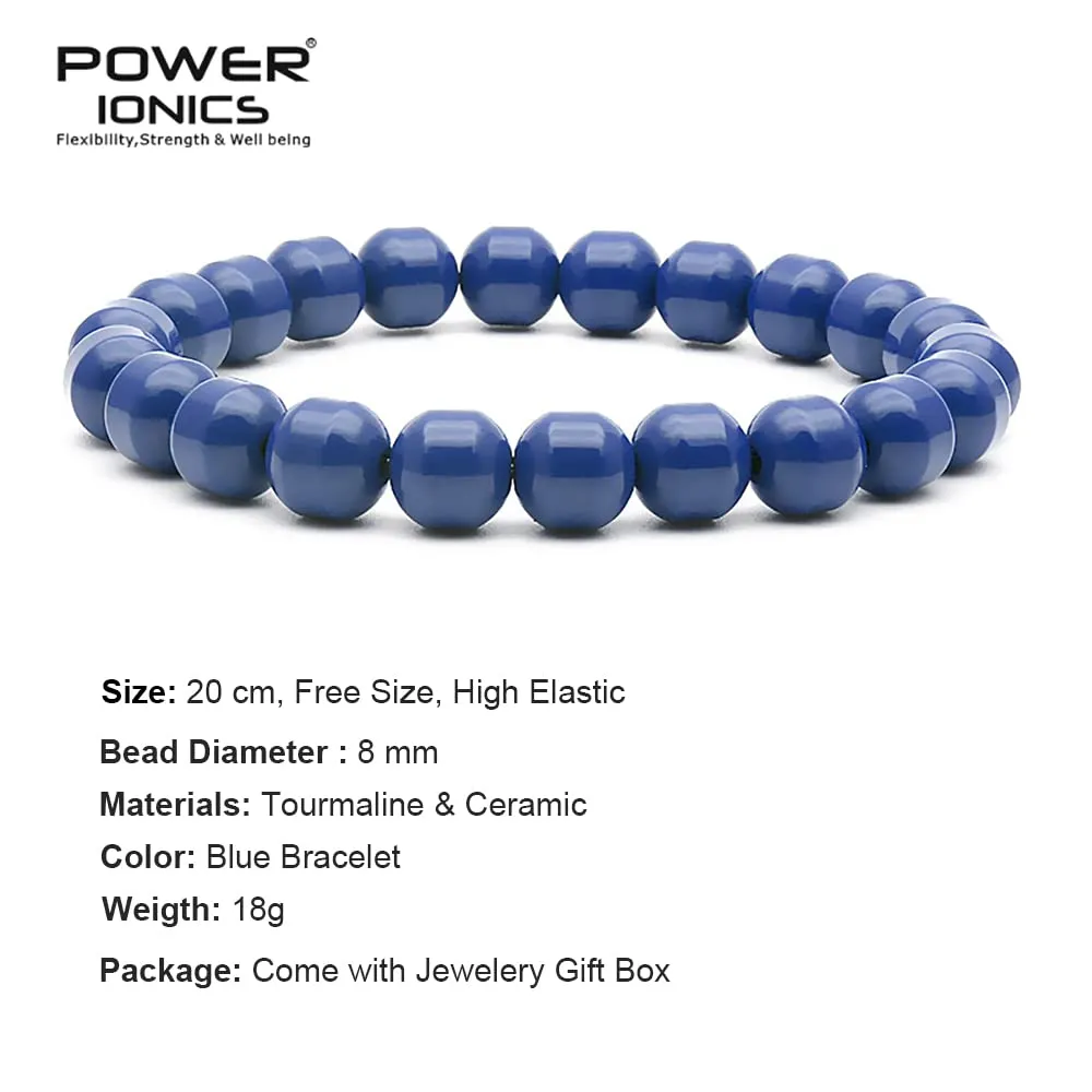 Handmade Beaded Bracelets for Women and Men, Blue Tourmaline 8mm Beads, High Elastic 16.5-18cm Size, Protection HealingWomen Beaded Bracelets