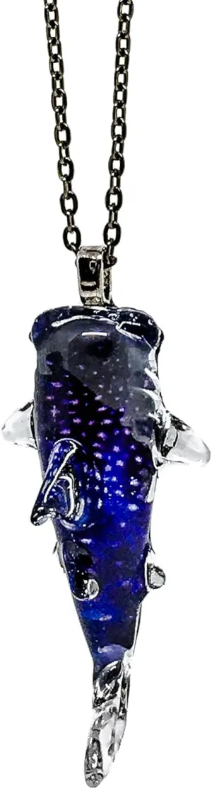 Handmade Whale Shark Art Glass Blown Ocean Animal Figurine Glass Pendant Necklace Jewelry - Model Y2017