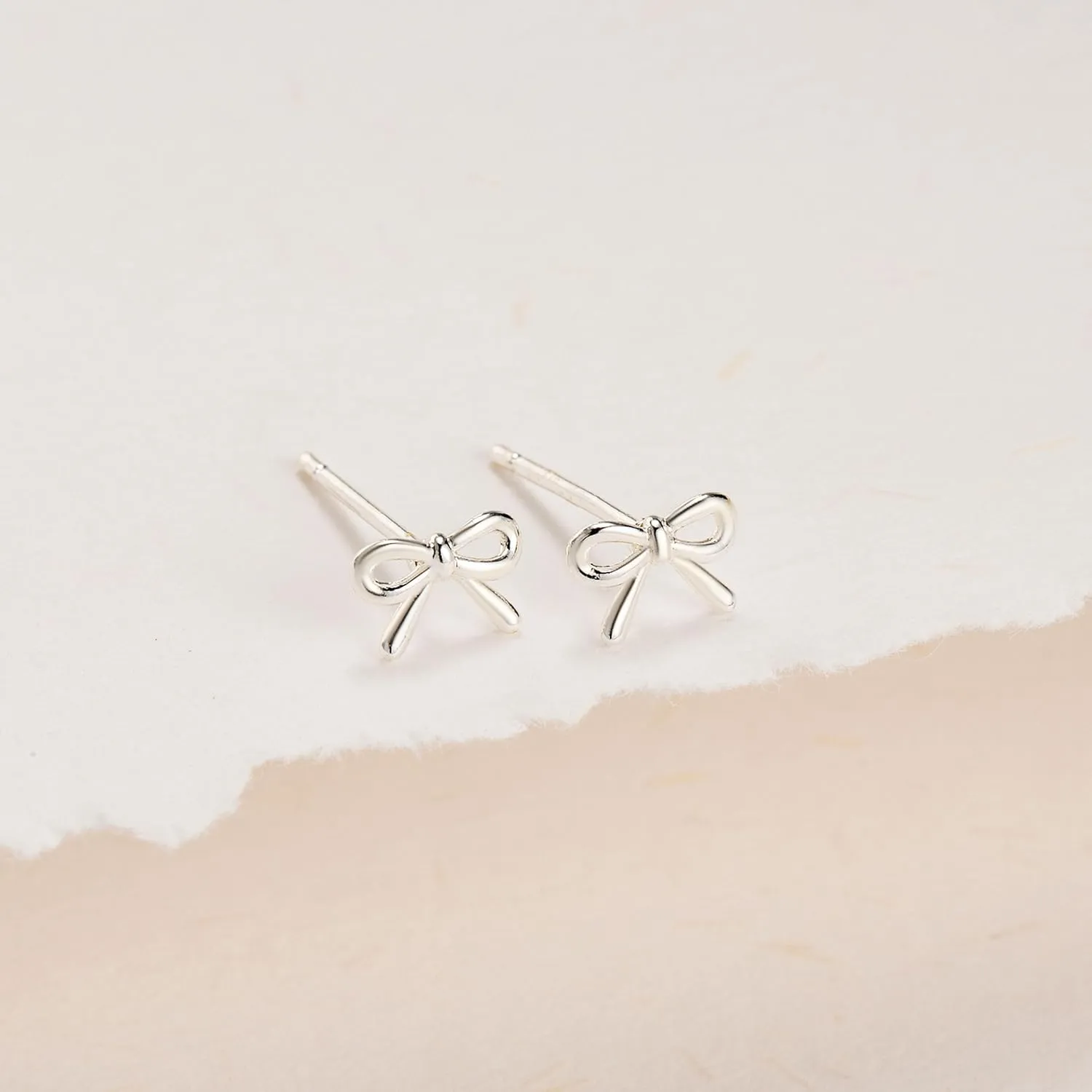 HANLI 14K Gold Plated Bow Studs for Women - Small Ribbon Coquette Earrings, Trendy Jewelry