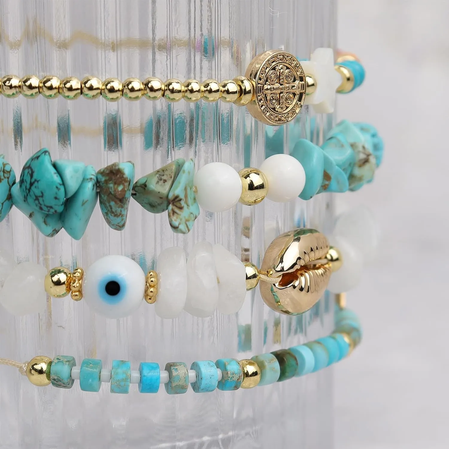 Healing Crystal Ankle Bracelets for Woman, Adjustable Natural Gemstone Anklets