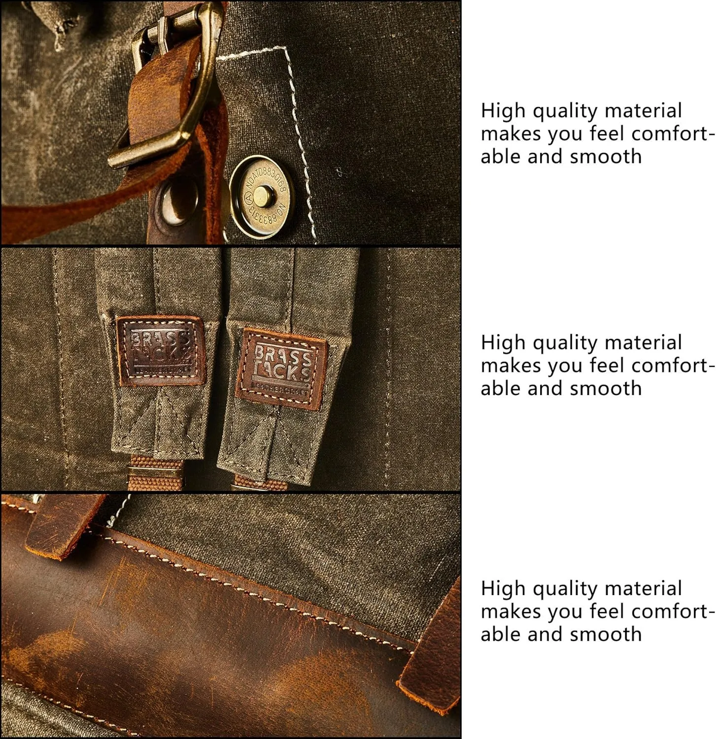 Heavy Duty Waxed Canvas Vintage Backpack for Men Women Trim Casual 15.6" laptop Travel Rucksack Shoulder Rucksack for Travel