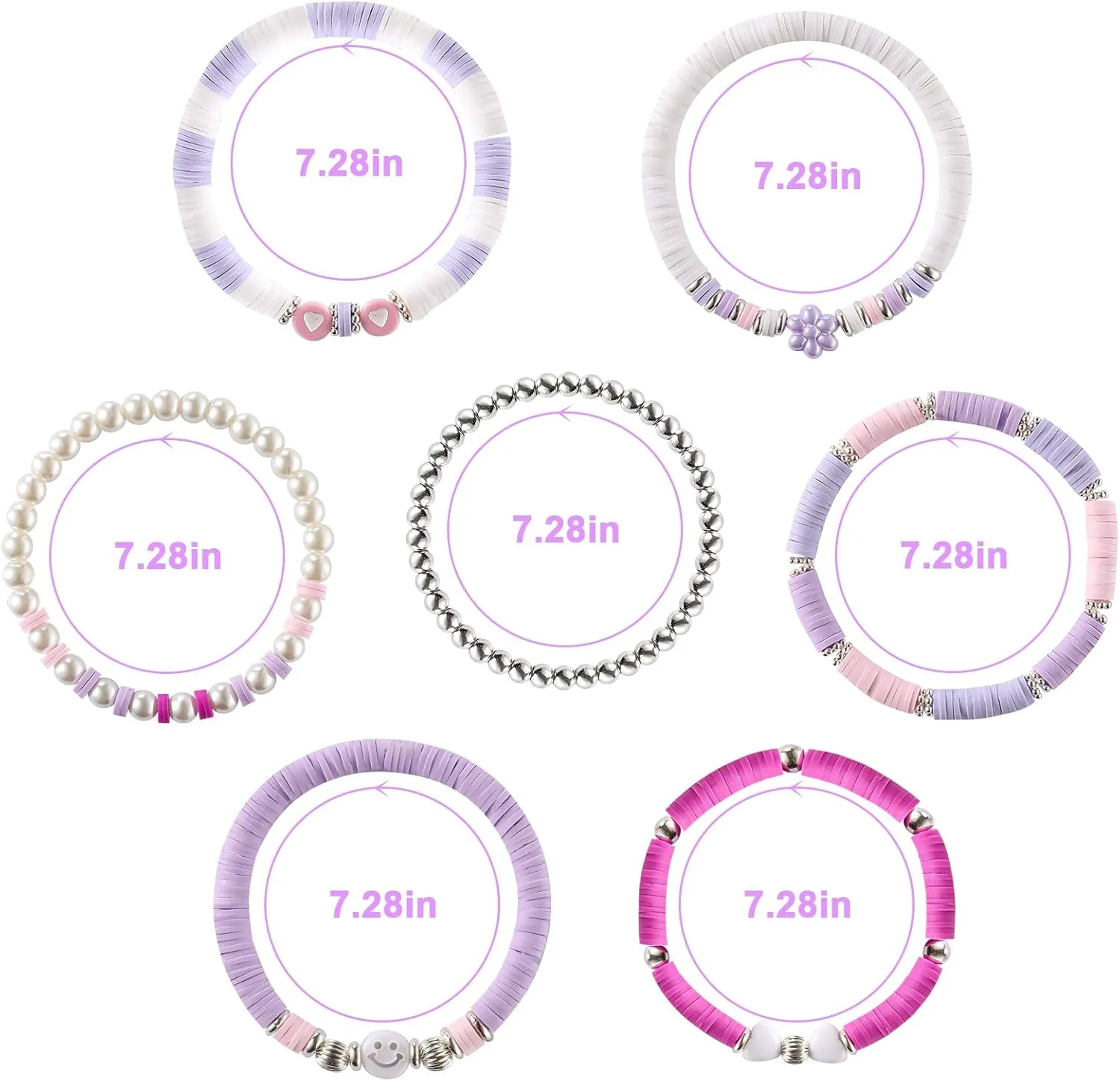 Heishi Preppy Bracelets, y2k Kawaii Stuff, Bohemian Beaded Charm Stackable Bracelet Set, Aesthetic Jewelry,Gifts for Women