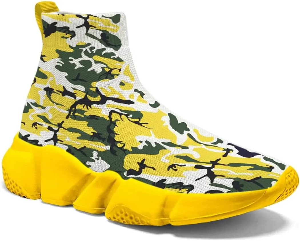 Hetios Men's Camouflage Shoes - Lightweight Breathable Walking Shoes Sock Shoes Workout Casual Running Shoes