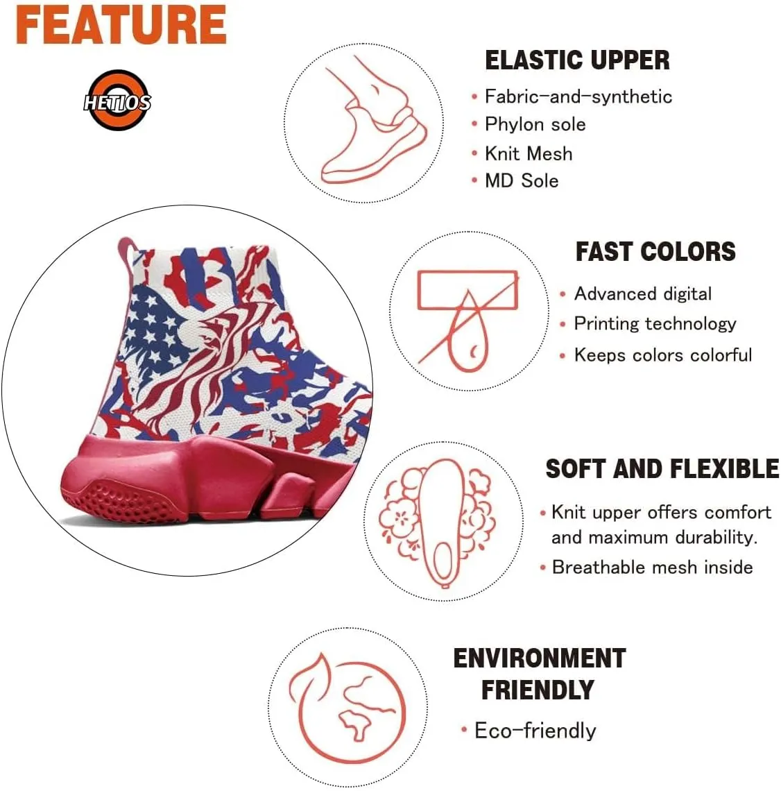 Hetios Men's Camouflage Shoes - Lightweight Breathable Walking Shoes Sock Shoes Workout Casual Running Shoes