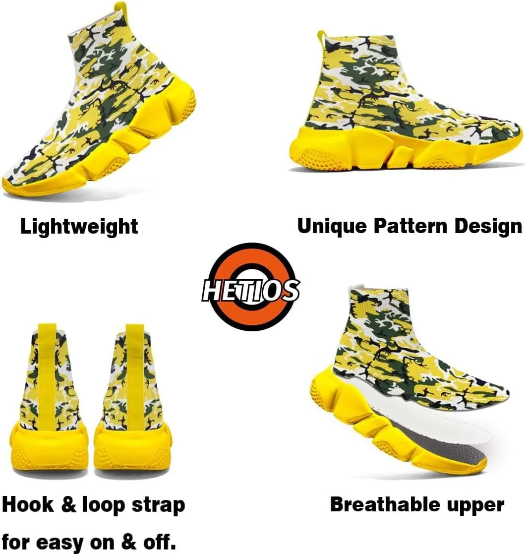 Hetios Men's Camouflage Shoes - Lightweight Breathable Walking Shoes Sock Shoes Workout Casual Running Shoes