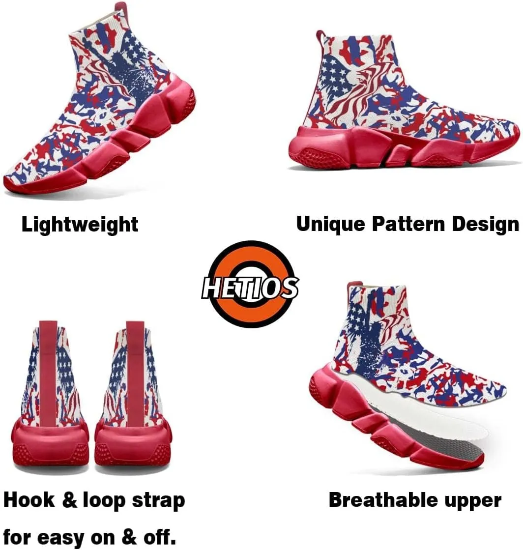 Hetios Men's Camouflage Shoes - Lightweight Breathable Walking Shoes Sock Shoes Workout Casual Running Shoes