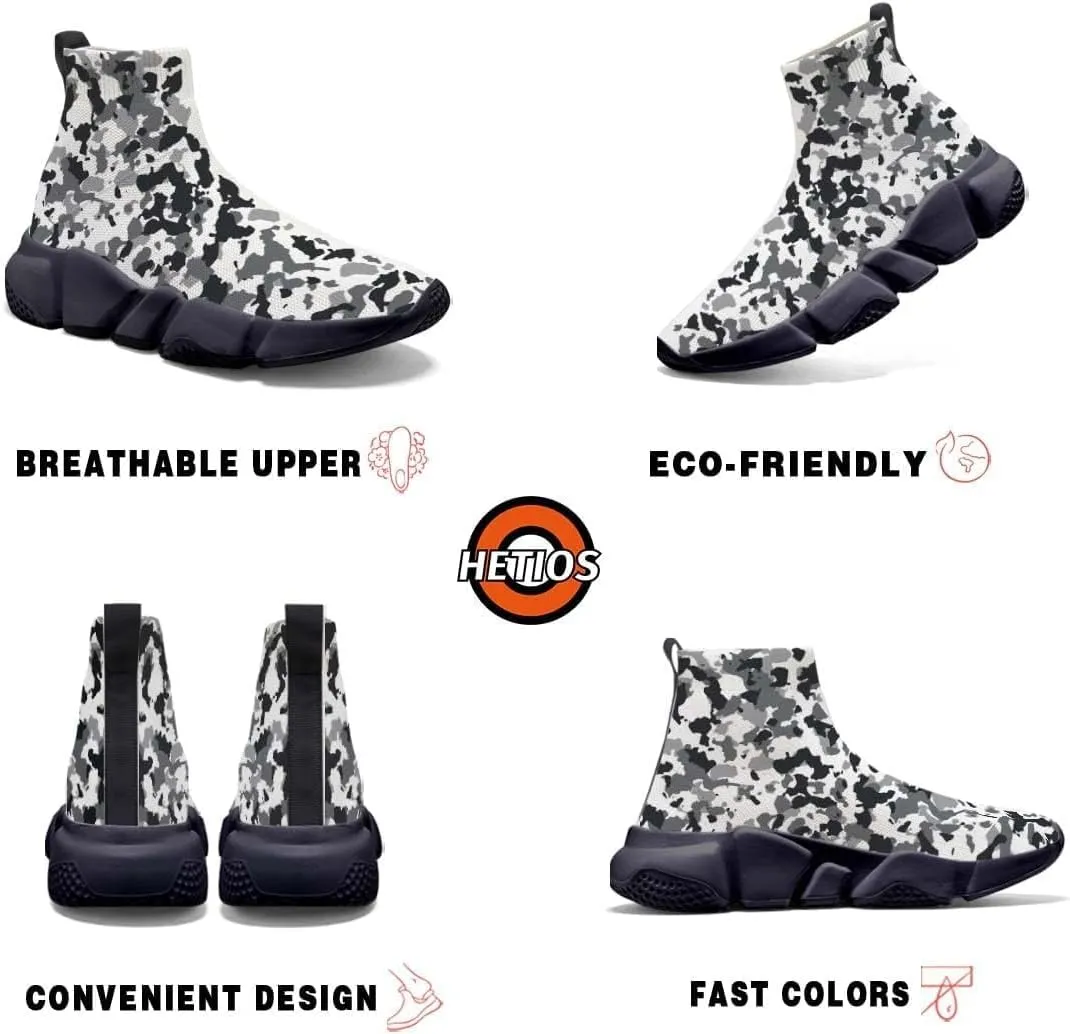 Hetios Men's Camouflage Shoes - Lightweight Breathable Walking Shoes Sock Shoes Workout Casual Running Shoes