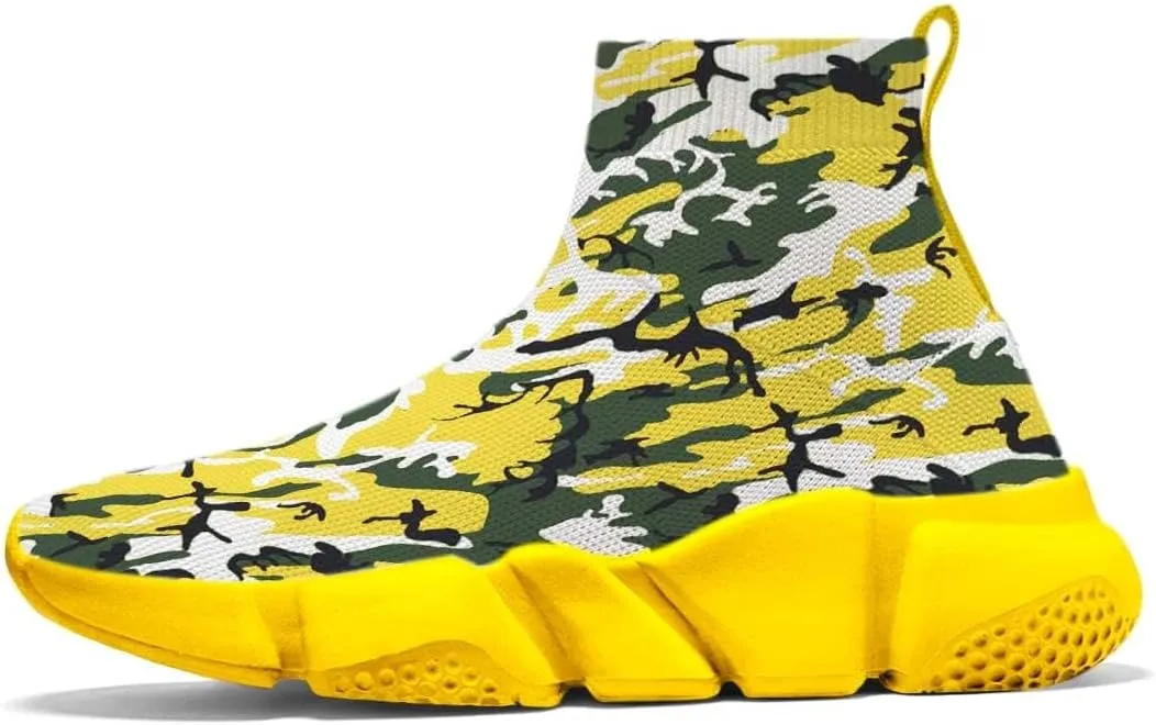 Hetios Men's Camouflage Shoes - Lightweight Breathable Walking Shoes Sock Shoes Workout Casual Running Shoes