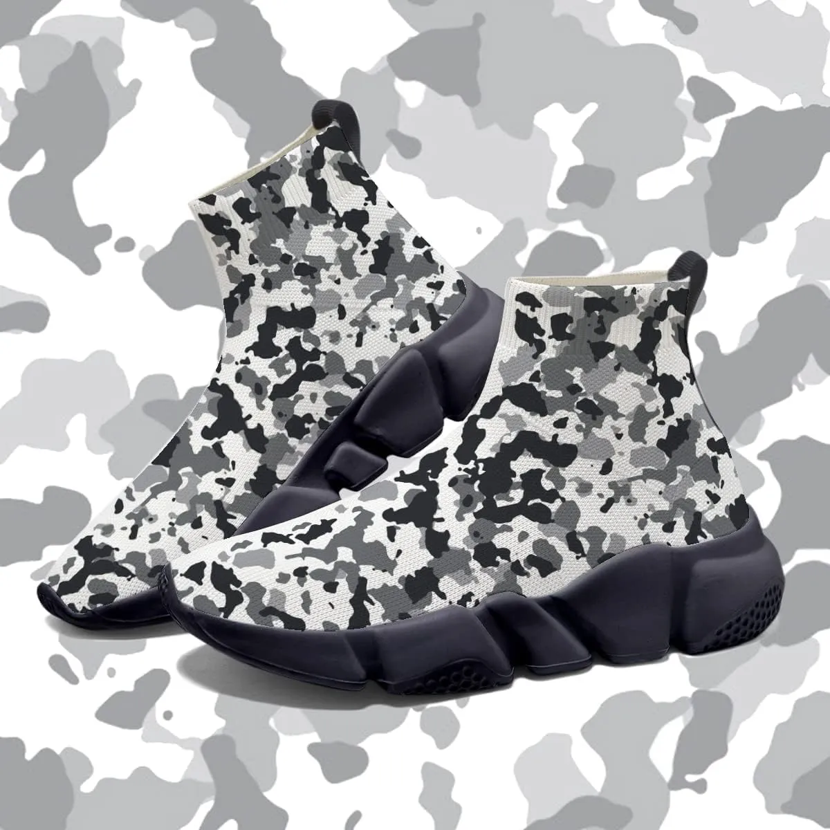 Hetios Men's Camouflage Shoes - Lightweight Breathable Walking Shoes Sock Shoes Workout Casual Running Shoes
