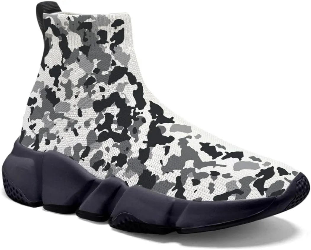 Hetios Men's Camouflage Shoes - Lightweight Breathable Walking Shoes Sock Shoes Workout Casual Running Shoes