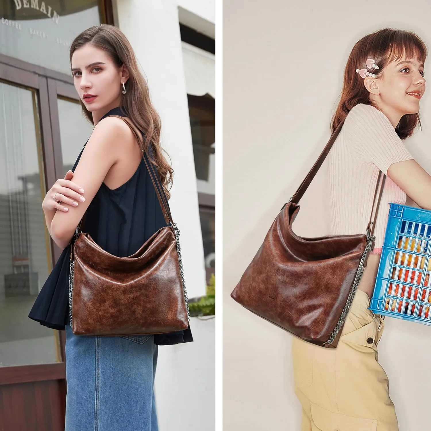 Hobo Bag for Women Vegan Leather Backpack Designer Top Handle Tote Satchel Large Soft Shoulder Purses Handbags