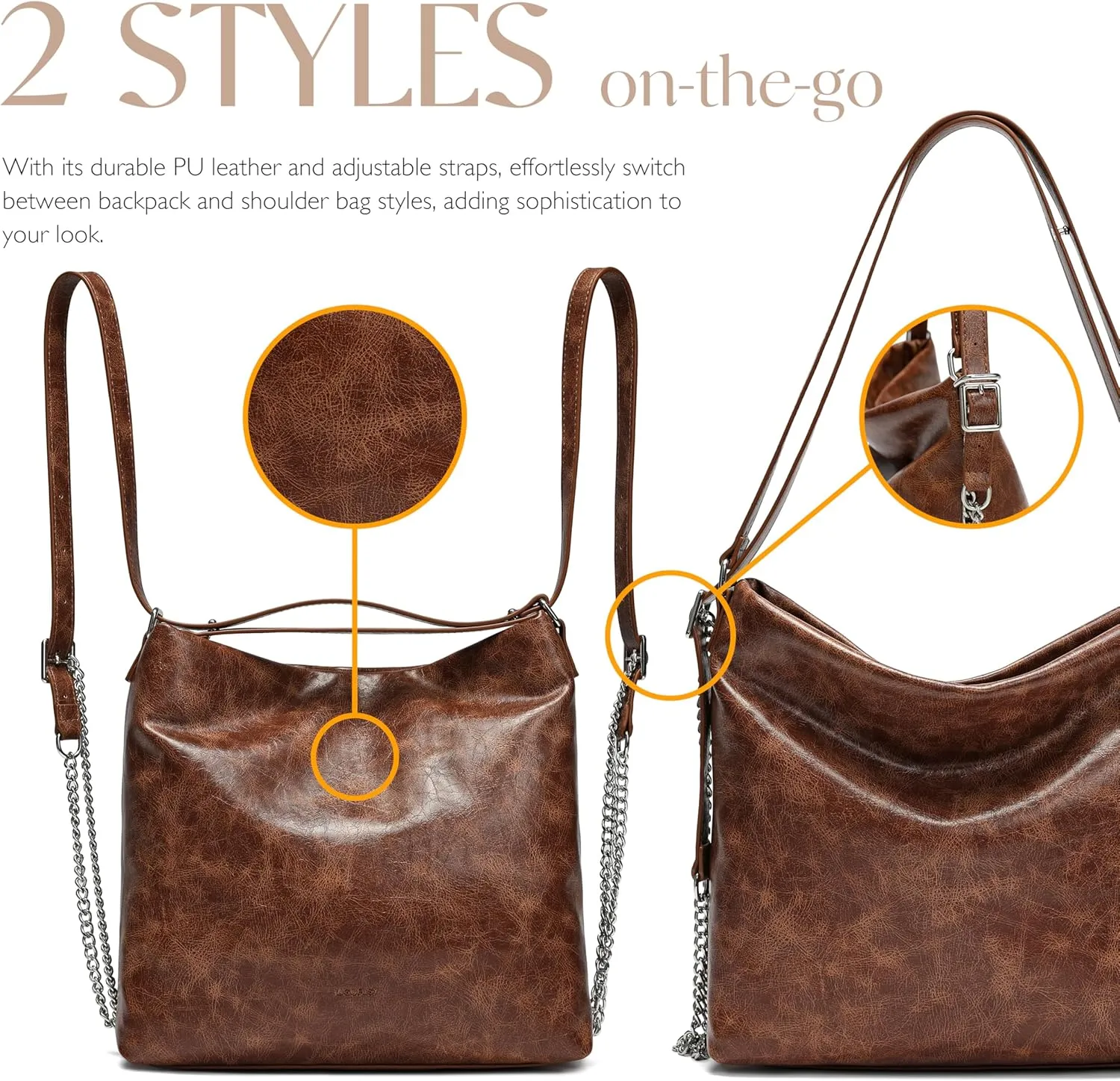 Hobo Bag for Women Vegan Leather Backpack Designer Top Handle Tote Satchel Large Soft Shoulder Purses Handbags