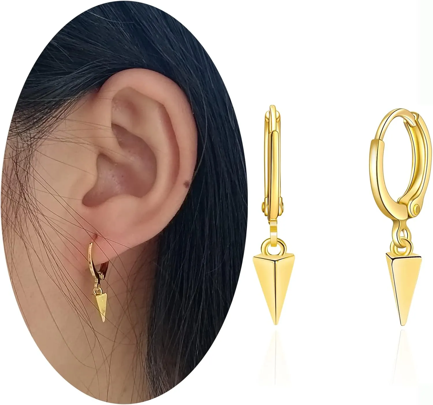 Hoop Dangle Drop Earrings For Women 14K Gold Plated Lightweight Huggie Earrings Gift For Women