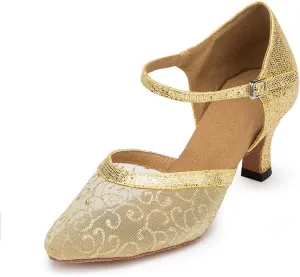 HROYL Womens Dance Shoes Ballroom Latin Salsa Tango Walts Closed Toe Party Weding Dress Shoes,ZU-QJW2001