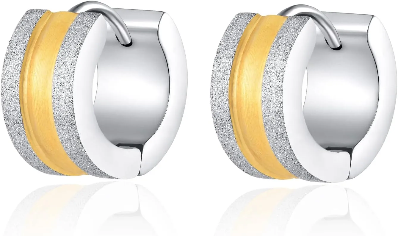 Huggie Hinged Hoop Earrings, Stainless Steel, Classic, mens womens, Cool