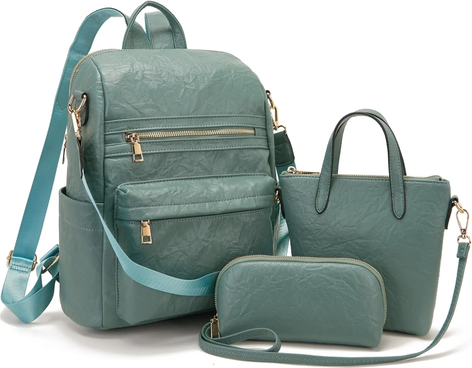 Idesort Medium Backpack Purse for Women Convertible Travel Soft Backpacks Ladies Purse set with Wallet and Crossbody Bags