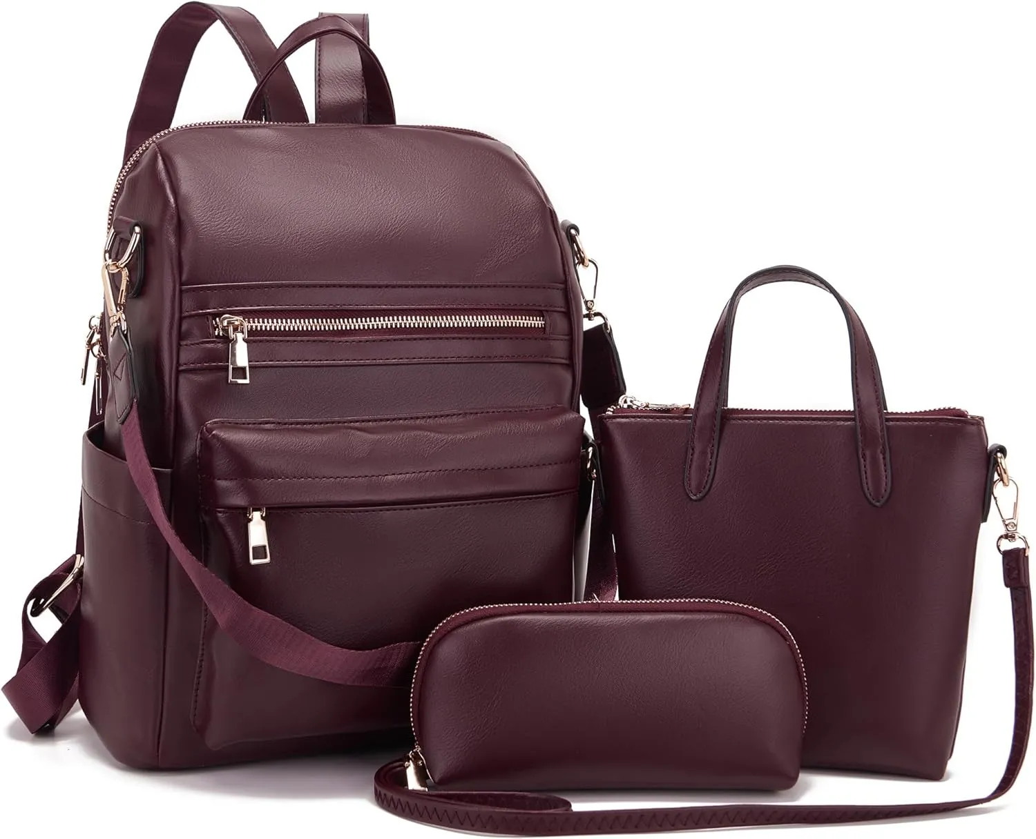 Idesort Medium Backpack Purse for Women Convertible Travel Soft Backpacks Ladies Purse set with Wallet and Crossbody Bags