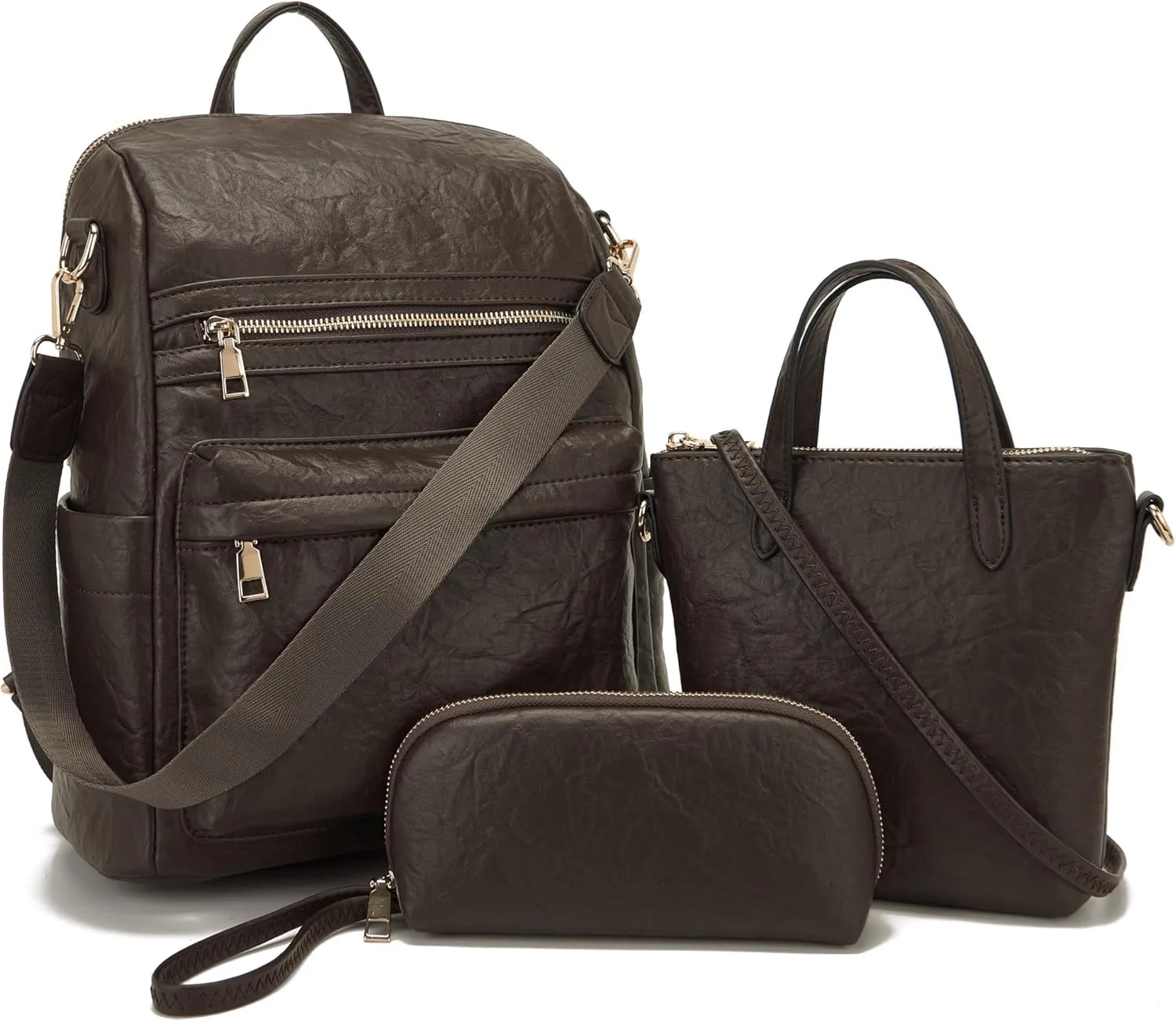 Idesort Medium Backpack Purse for Women Convertible Travel Soft Backpacks Ladies Purse set with Wallet and Crossbody Bags