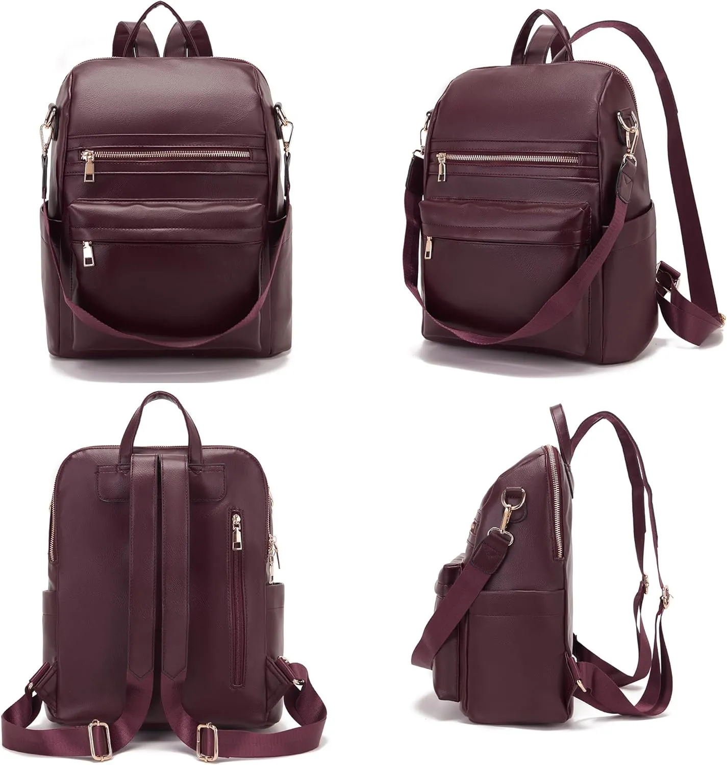 Idesort Medium Backpack Purse for Women Convertible Travel Soft Backpacks Ladies Purse set with Wallet and Crossbody Bags