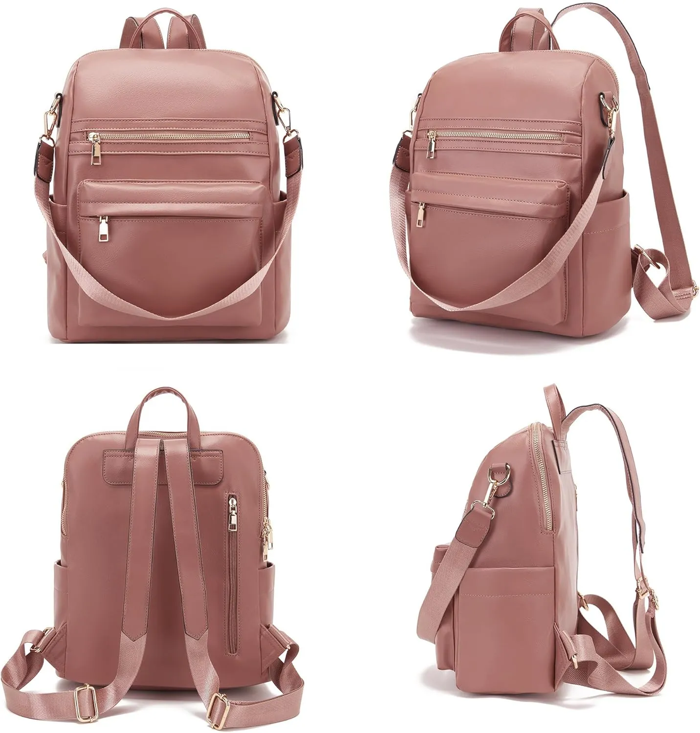 Idesort Medium Backpack Purse for Women Convertible Travel Soft Backpacks Ladies Purse set with Wallet and Crossbody Bags