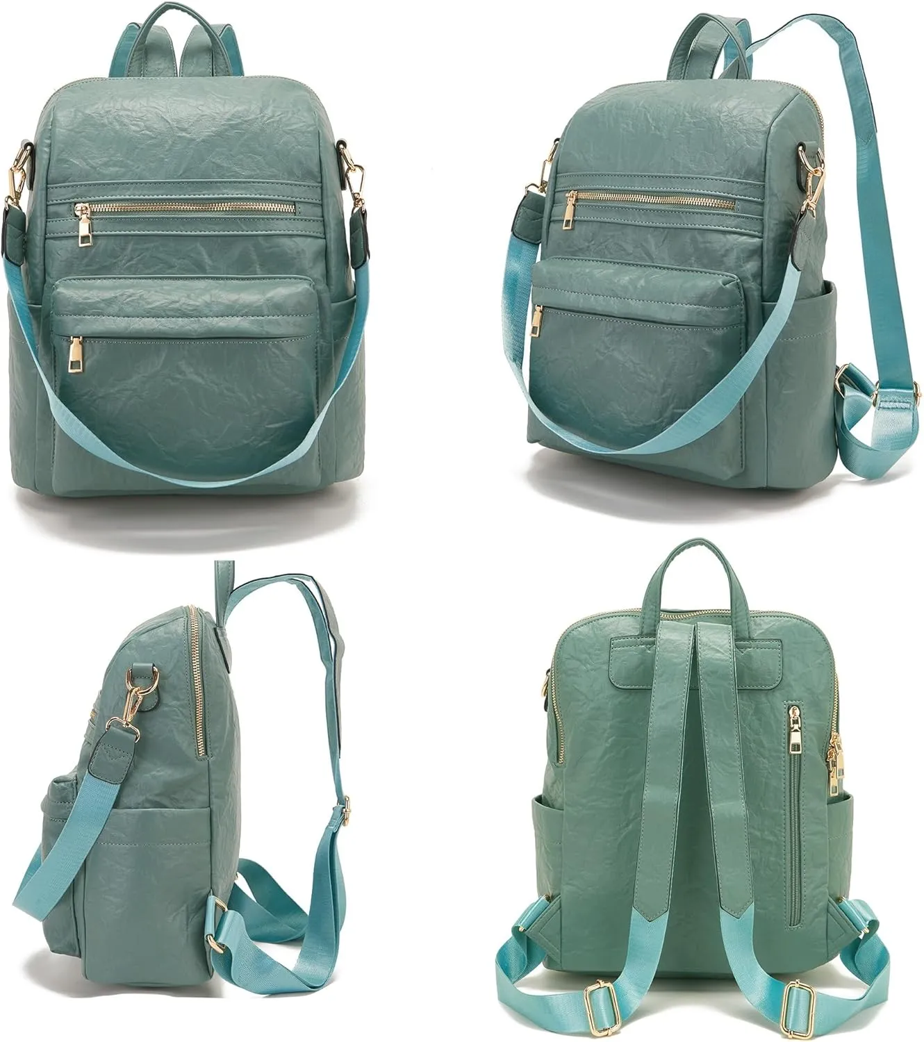 Idesort Medium Backpack Purse for Women Convertible Travel Soft Backpacks Ladies Purse set with Wallet and Crossbody Bags