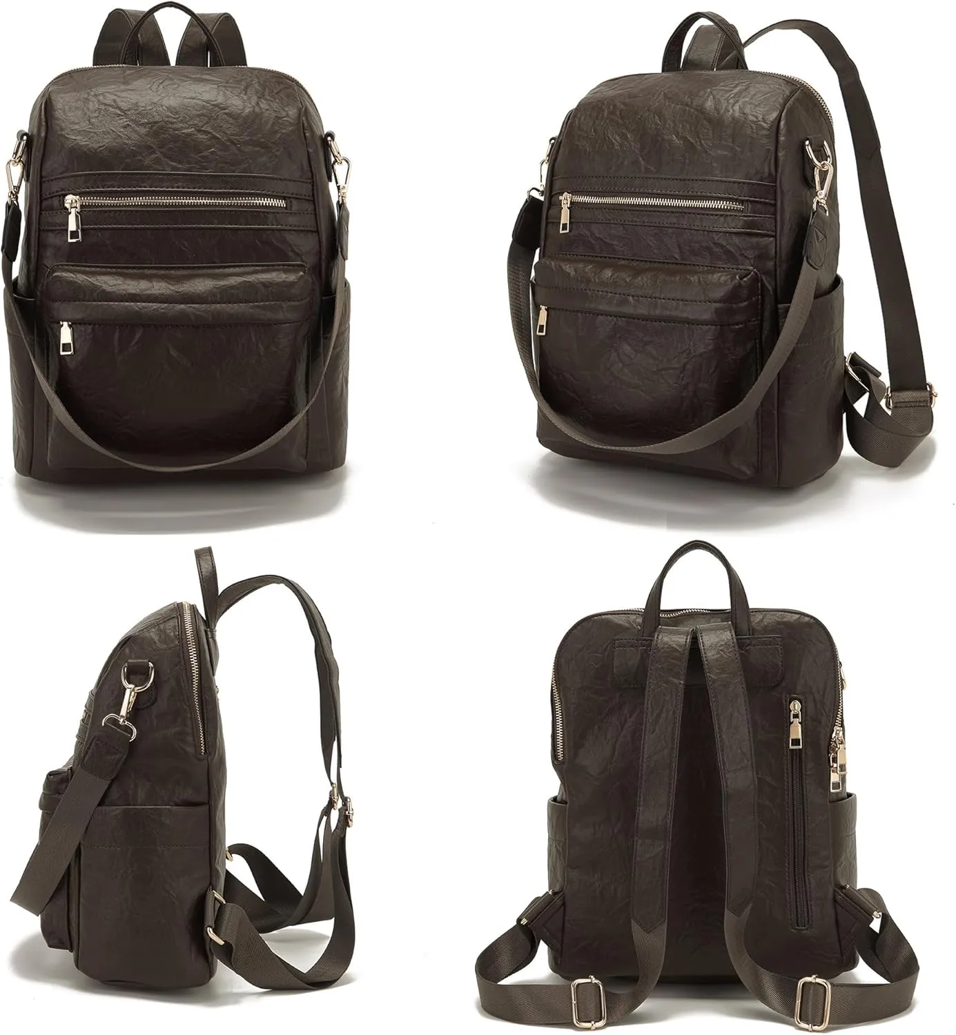 Idesort Medium Backpack Purse for Women Convertible Travel Soft Backpacks Ladies Purse set with Wallet and Crossbody Bags