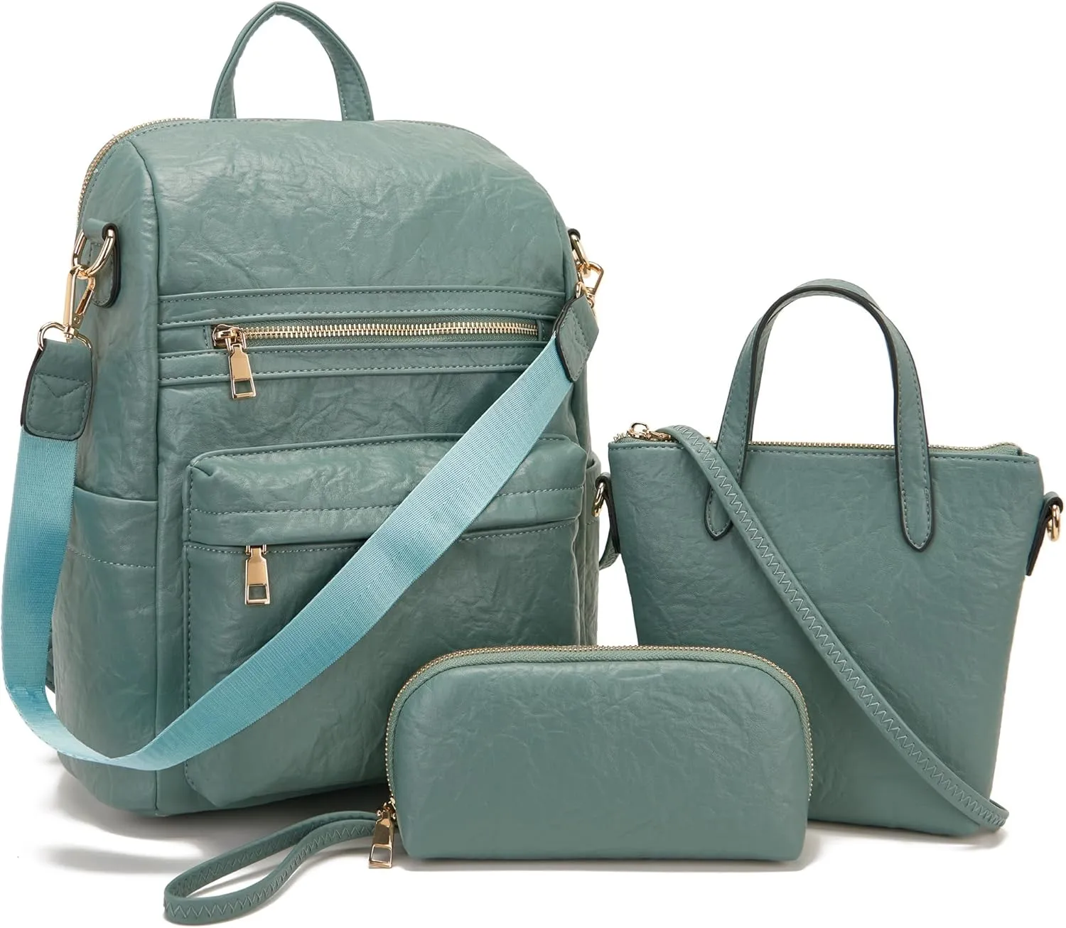 Idesort Medium Backpack Purse for Women Convertible Travel Soft Backpacks Ladies Purse set with Wallet and Crossbody Bags