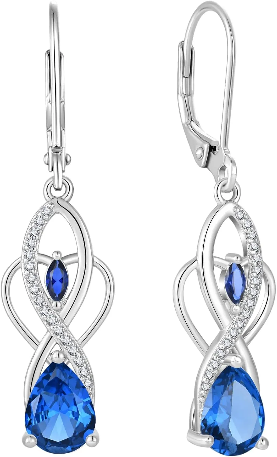Infinity 925 Sterling Silver Dangle Drop Earrings for Women,Celtic Knot 6 * 8mm Birthstone Earrings Hypoallergenic Jewelry for Women Her
