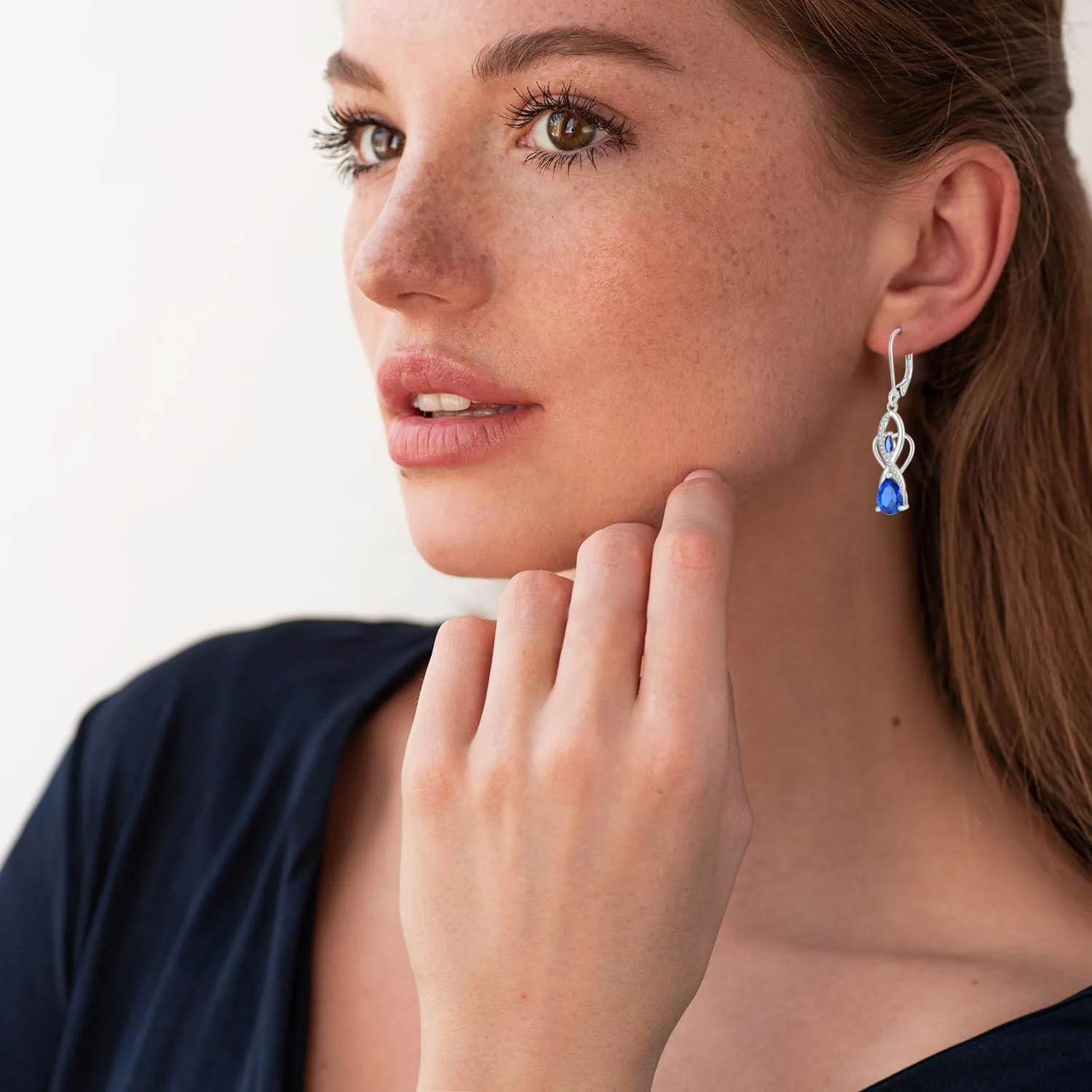 Infinity 925 Sterling Silver Dangle Drop Earrings for Women,Celtic Knot 6 * 8mm Birthstone Earrings Hypoallergenic Jewelry for Women Her