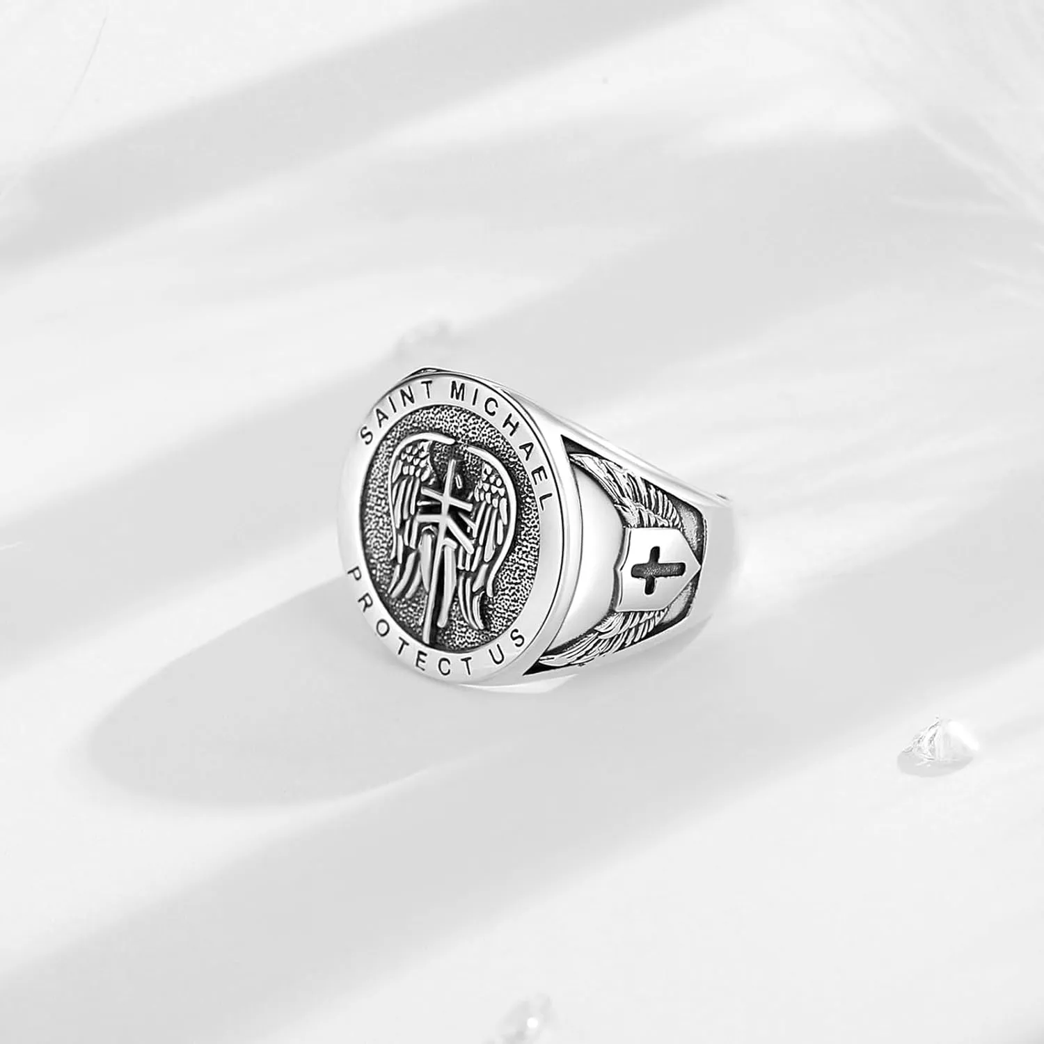 INFUSEU 925 Sterling Silver Rings for Men Women Unique Protection Gift