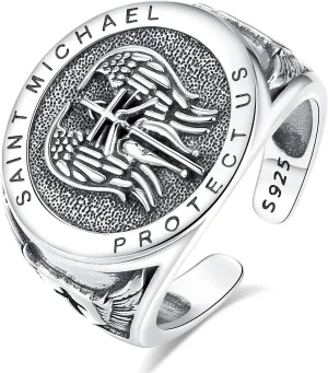 INFUSEU 925 Sterling Silver Rings for Men Women Unique Protection Gift